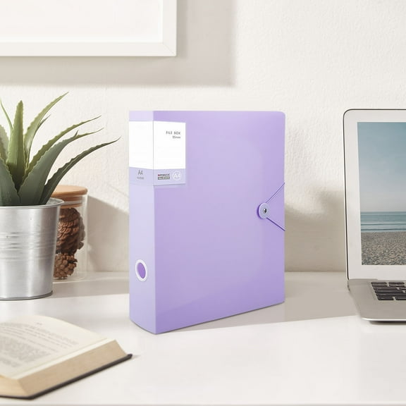 Ihhxva A4 Document Organizer Folder, Pp Plastic, Large Capacity Storage Box for Workspace Supplies, Music Scores, Test Papers, Purple, 1pc A4 Document Book