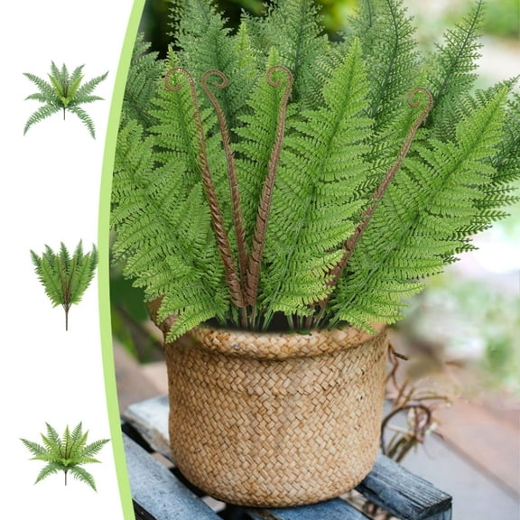 Ihhxva Artificial Grass, Plastic Plants for Window Frame, Garden, Workspace Terrace, Hanging Flower Pot, Fern Green, 1 Pc