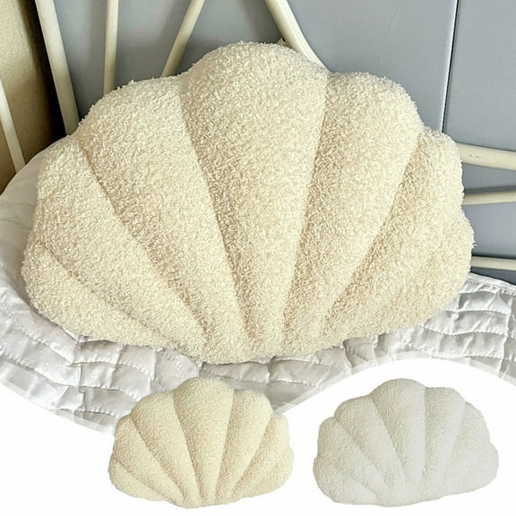 Ihhxva Beige Seashell Pillow, Home Decor Cushion, Sofa Throw Pillow, for Living Room, Bedroom, Workspace, 1 Pc