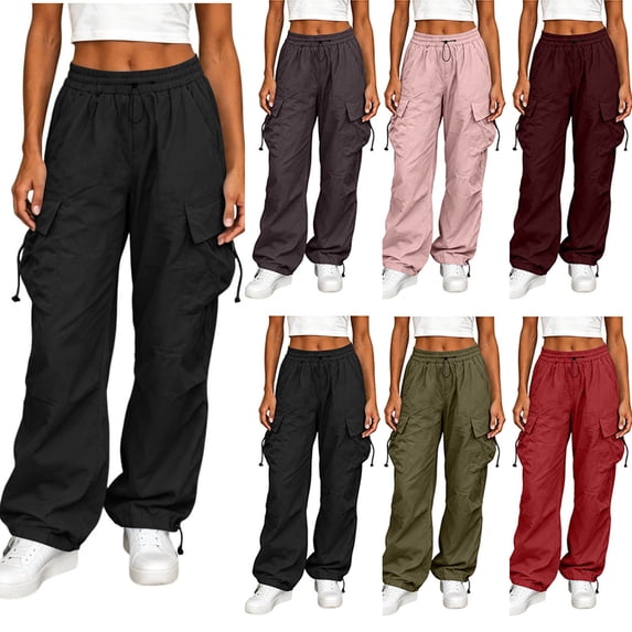 Ihhxva Cargo Pants for Women Fit Workwear Jogger with Large Pockets Adjustable Cuff Daily Wear Outdoor Activities XXS-2XL