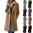 thumbnail image 1 of Ihhxva Coat for Women Double Breasted Overcoat Women's Long with Pockets and Lapel Collar Solid Color Office Commute Casual Outings S-2XL, 1 of 9