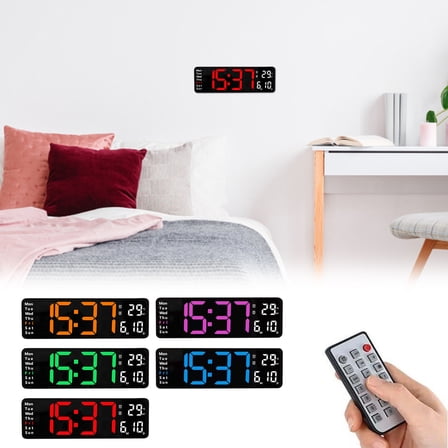 Ihhxva Digital Clock with Temperature Date Night Light Auto Brightness Dimmer, Electronic Clock for Living Room, Bedroom, Workspace, Blue, 1 Pc