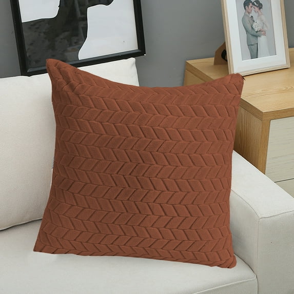 Ihhxva Flannel Leaf Throw Pillow Cases, Brown, 17x17 in, Summer Home Decor for Living Room, Bedroom, Outdoor Cushion, 1 Pc