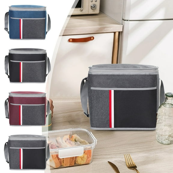 Ihhxva Insulated Picnic Bag, 18l Large Capacity, Waterproof Oxford Cloth with Aluminum Film Lining, for Outdoor Meals, Beach Trips, Camping, Black, 1 Pc