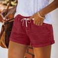 thumbnail image 1 of Ihhxva Linen Shorts for Women High Waisted Straight Leg Fashion Elastic Waist Stretchable Casual Workout Beach Lounge Shorts S-2XL, 1 of 7