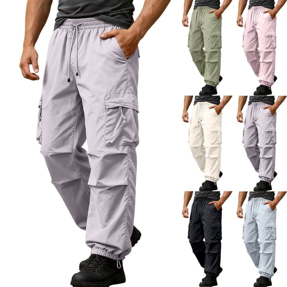 Ihhxva Men's Quick Dry Cargo Pants, Relaxed Fit Straight Leg Outdoor Pants with Multi Pockets, Drawstring Elastic Waist S - 3XL