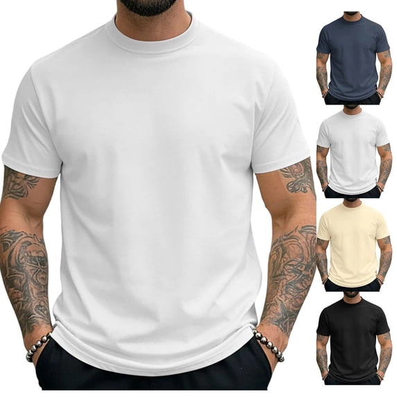 Ihhxva Men's Quick Dry T Shirt, Moisture Wicking Short Sleeve Crew Neck Athletic Tee, Solid Tight Fit Workout Running Gym Casual Top S - 3XL