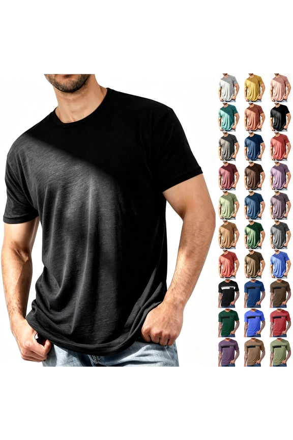 Men's Short Sleeve Pocket T-Shirt Vintage Heathered Crew Neck Casual Tee M-4XL