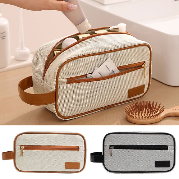 Ihhxva Mens Grooming Bag, Large Capacity Portable Organizer, Water-resistant Travel Toiletry Case for Business Trips, Gym, Weekend Getaways, Black, 1 Pc