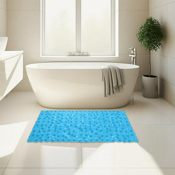 Ihhxva Non-slip Pvc Pebble Floor Mat, Long Strip Bathroom Mat for Swimming Pool, Toilet, Blue, 1 Pc