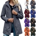 thumbnail image 1 of Ihhxva Plus Size Tops for Women Waterproof Hoodie Jacket with Multi-Pockets and Adjustable Waist Outdoor Drawstring Parka S-3XL, 1 of 8