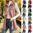 thumbnail image 1 of Ihhxva Puffer Vest for Women Button-Up Sleeveless Cardigan Waffle Lapel Button Front Design with Pockets Casual Retro Layering Piece S-2XL, 1 of 9