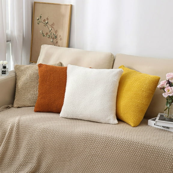 Ihhxva Solid Color Woven Knitted Pillow, Nordic Throw Pillow, Knit Fabric, Khaki, for Sofa, Bed, Living Room Decor, 1 Pc