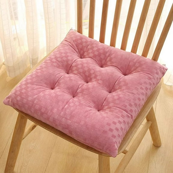Ihhxva Thickened Chair Cushion, Workspace Seat Cushion, Crystal Velvet Material, 18x18 in, Pearl Cotton Filling, for Desk Chair, Bedroom Floor, Learning Group Study, Pink, 1 Pc