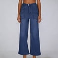 thumbnail image 1 of Ihhxva Wide Leg Jeans for Women Ankle Length Relaxed Fit Straight Leg Elastic Waist Casual Daily Wear Work Jeggings S-2XL, 1 of 6
