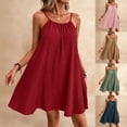 thumbnail image 1 of Ihhxva Women's Cotton Sleeveless Sundress Relaxed Fit Stretchable Adjustable Waist Backless Spaghetti Straps Summer Beach Party S-2XL, 1 of 9