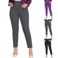 thumbnail image 1 of Ihhxva Women's Elastic Waist Straight Leg Pants Solid Color Ankle Length Summer Casual Office Trousers Stretchable Slacks - Dark Gray L, 1 of 6