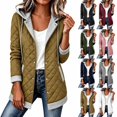 thumbnail image 1 of Ihhxva Women's Hooded Quilted Jacket, Snap Front Mid-Length Coat with Detachable Hood and Pockets, Long Sleeve Casual Outerwear S - 3XL, 1 of 8
