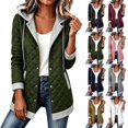 thumbnail image 1 of Ihhxva Women's Hooded Quilted Jacket, Snap Front Mid-Length Coat with Detachable Hood and Pockets, Long Sleeve Casual Outerwear S - 3XL, 1 of 8
