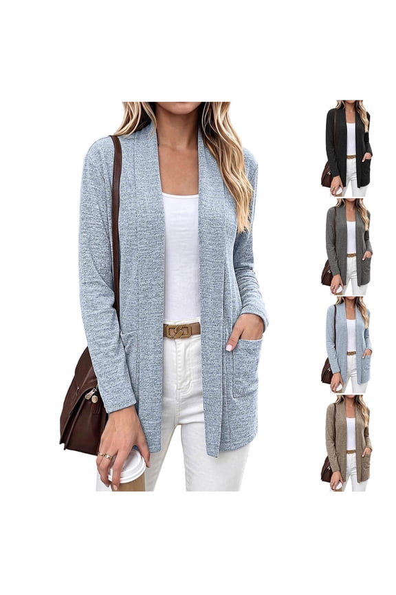 Women's Knit Cardigan Sweater Open Front with Pockets Loose Fit Long Sleeve Casual Chic Cozy Winter Outwear Lightweight S-2XL