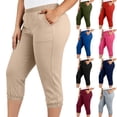 thumbnail image 1 of Ihhxva Women's Plus Size Capri Pants 3/4 Length Elastic Waist Pockets Stretchable Straight-Leg Summer Casual Lounge XL-5XL, 1 of 9
