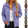 thumbnail image 1 of Ihhxva Women's Waterproof Softshell Jacket, Hooded Lightweight Wind Resistant Quick-Dry Full Zip Coat for Hiking Camping Outdoor Wear S - 2XL, 1 of 9