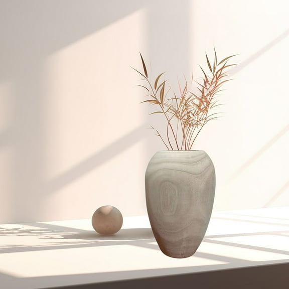 Ihhxva Wooden Vase for Home and Workspace Decor, with Natural Wood Grain and Smooth Finish, Decorative Tabletop Ornament, 1 Pc