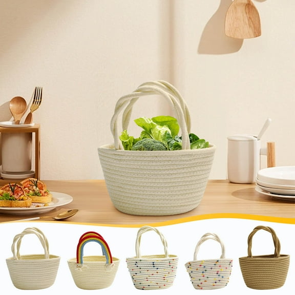 Ihhxva Woven Rainbows Handle Beach Tote Bag, Fashionable Handbag for Vacation, Casual Outings, Beach Days, 1 Pc