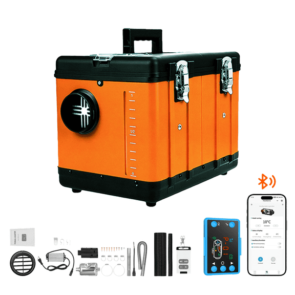 Ihootoo Diesel Air Heater, 12V DC & 110V AC 8KW Horizontal All-In-One Portable Parking Heater with App Control, Altitude Modeand Automatic Start and Stop for RV Garage Camper , Orange
