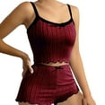 thumbnail image 1 of Ihph7 Cami Pajama Set for Women Ribbed Knit Pajama Set Tank Top Pajama Set for Women Tank Top Pajama Set for Women Lightweight Summer Pajamas Matching Pajama Set for Women Red S, 1 of 4
