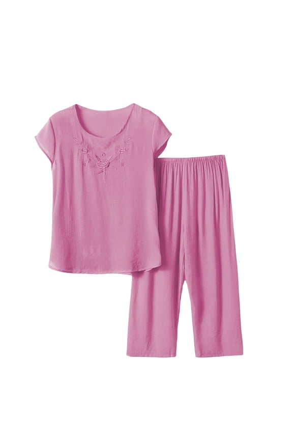 Capri Pajamas for Women Set Plus Size Pajamas for Women Set Cotton Pajamas for Women Set Summer Sets for Women Summer Pajamas for Women Set Sleep Sets for Women Pink 3XL