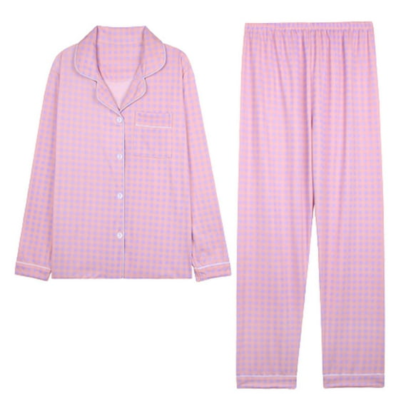 Ihph7 Long Pajamas for Women Set Button Up Pajamas for Women Pajama Sets for Women 2 Piece Cute Pajama Sets for Women Fall Pajamas for Women Fall Lounge Sets for Women Purple M