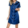 thumbnail image 1 of Ihph7 Satin Nightgowns for Women Button Down Nightgown Summer Nightgowns for Women Sleep Shirts for Women Sleep Dress Gowns for Women Sleepwear Pajama Dress for Women Blue M, 1 of 9