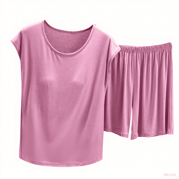 Ihph7 Sleepwear with Built in Bra Womens Pajama Sets Shorts Pajamas with Built in Bra Matching Lounge Sets for Women Summer Lounge Sets for Women Womens 2 Piece Lounge Set Pink XXL