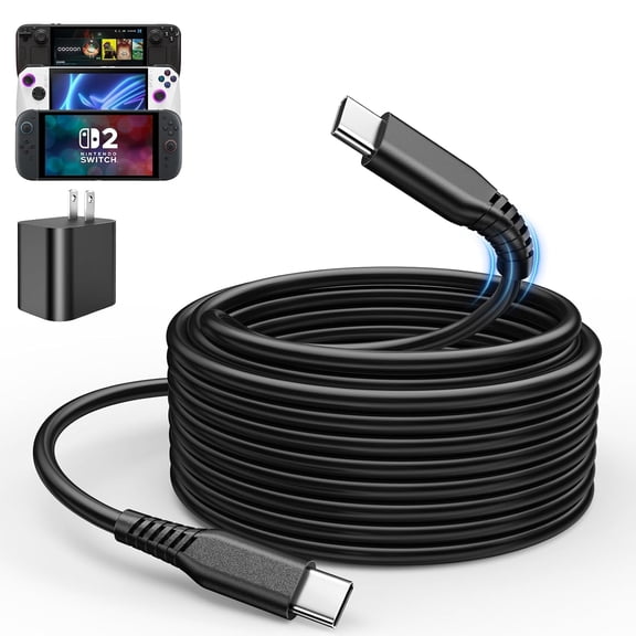 Ihsdkj 9.8 FT Fast Charging Cable for Nintendo Switch 2 Charger, 60W PD 3.0 USB C to USB C Cable for Switch 2 Original Ac Adapter, Support TV Dock