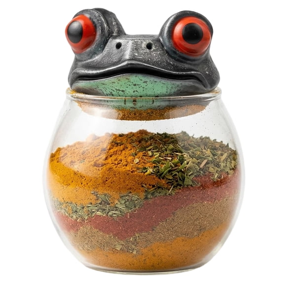 Ihvewuo 1pcs Witchy Frog Style Spice Jar Unique Decorative Seasoning Storage Jar Glass Gothic Style Spice Container with Lid for Storing Salt Pepper Herb