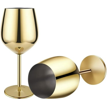 Ihvewuo 2 Pack 18oz Stainless Steel Wine Glasses Unbreakable Wine Goblets, Gold