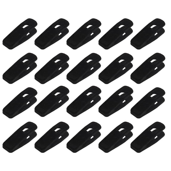 Velvet Hanger Clips, 20 Pcs Black Strong Pants Hangers Clips for Slim Clothes, Large Opening Clothes Pin, Finger Flocked Clip
