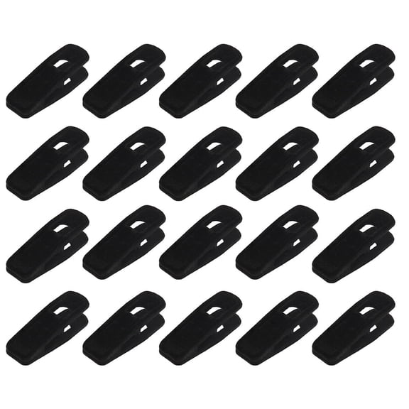 Velvet Hanger Clips, 20 Pcs Black Strong Pants Hangers Clips for Slim Clothes, Large Opening Clothes Pin, Finger Flocked Clip