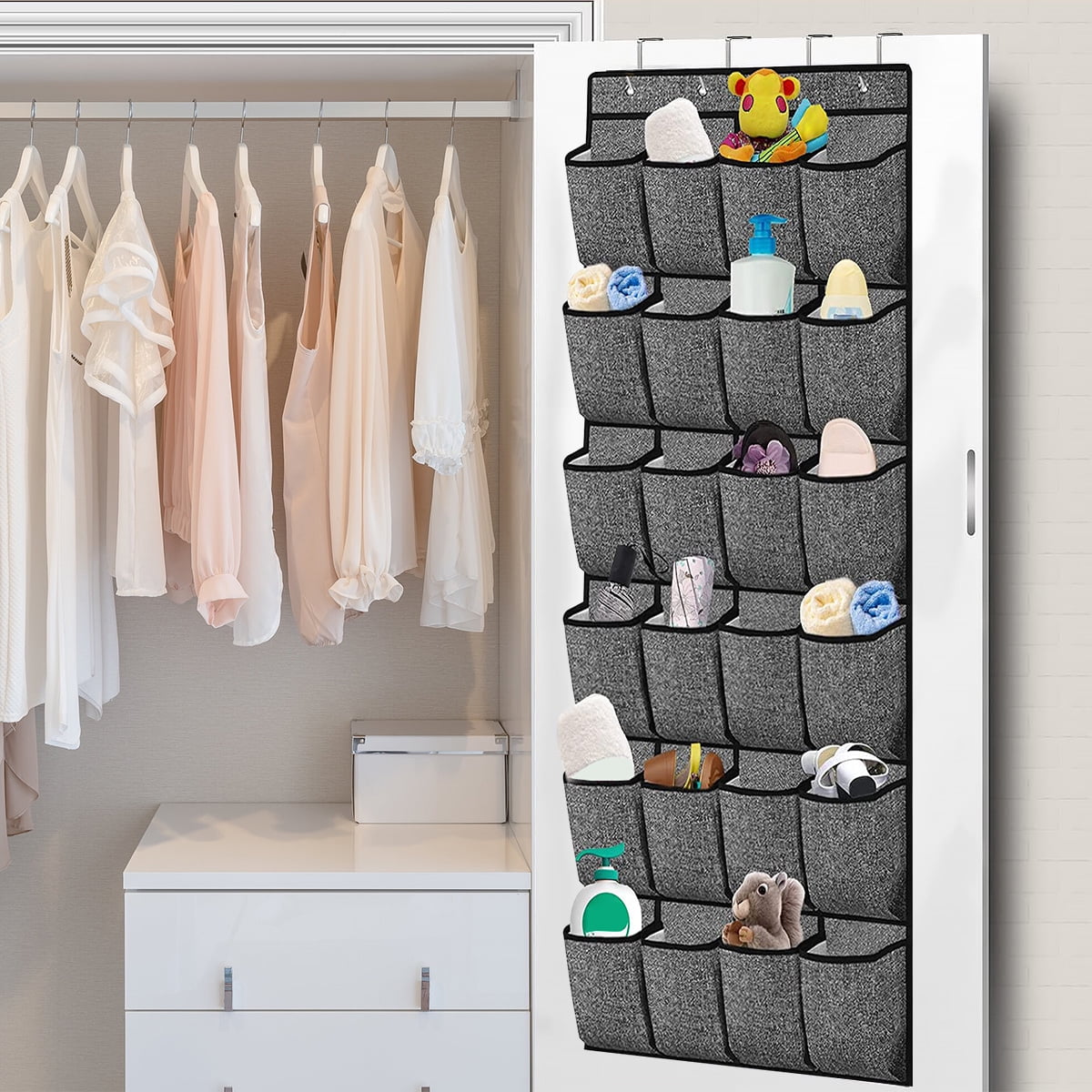 Ihvewuo 24 Pockets Over the Door Shoes Organizer Storage Bag Sturdy