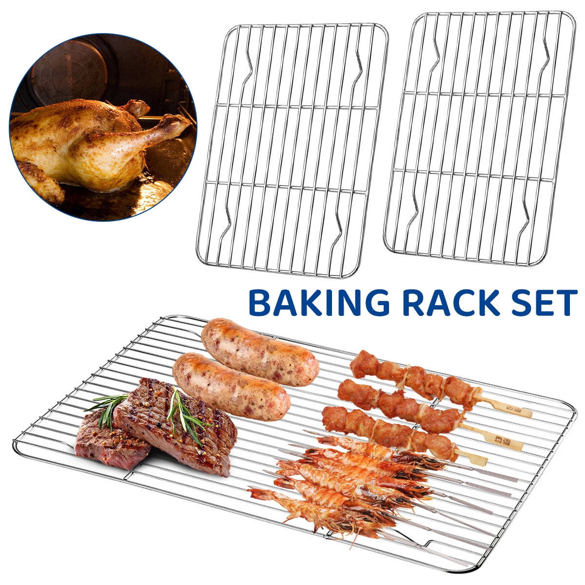 Ihvewuo 2PCS Baking Rack Cooling Rack Stainless Steel Metal Roasting Cooking Rack Heat Resistant Grill Rack Small Wire Rack Sturdy Grid Wire Rack for Roasting Grilling Cooking Drying Walmart Business ...