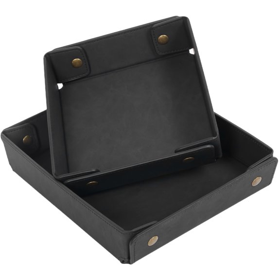 Ihvewuo 2pcs Holiday Present PU Leather Valet Tray Organizer for Men Nightstand Tray for Entryway Table Key Wallet Watch Coin Change Phone Dresser Jewelry Bedside Desktop