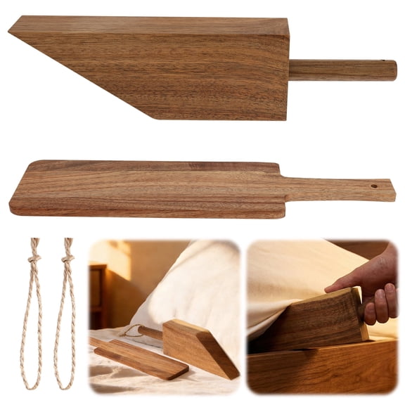 Ihvewuo 2pcs Mattress Lifter Tool and Fitted Sheet Tucker Set Ergonomic Wooden Bed Maker Sheet Tucker Tool for Senior Effortless Mattress Lifter with Lanyard