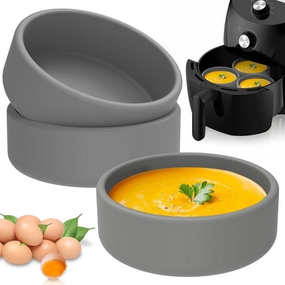 Air Fryer Egg Mold 3 Pack, Silicone Egg Bite Maker with Nonstick Cups, Microwave & Oven Safe, English Muffin Breakfast Sandwich Mold