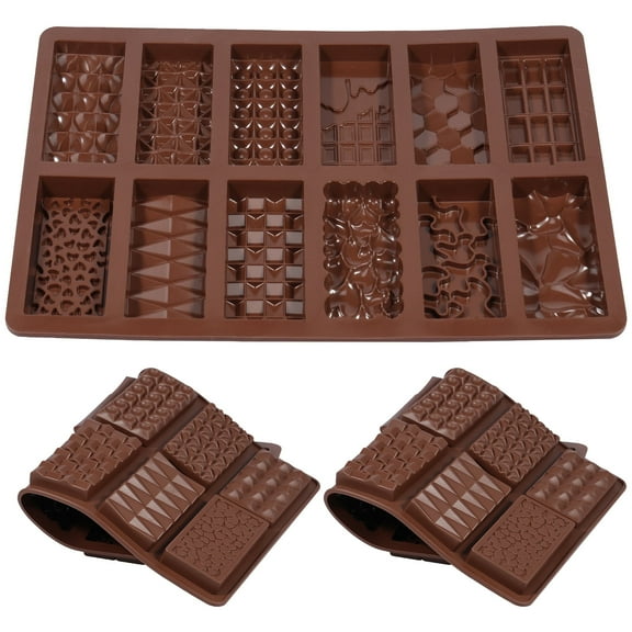 Ihvewuo 3pcs Chocolate Bar Molds 12 Cavity Break Apart Chocolate Molds Food Grade Silicone Chocolate Mold Non Stick Candy Bar Molds Temperature Resistant Chocolate Making Molds for DIY Baking Cooking