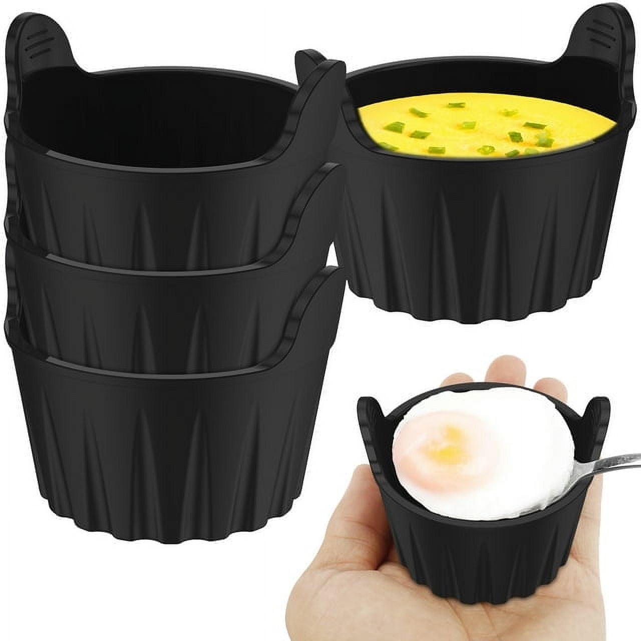 Ihvewuo 4 Pack Silicone Air Fryer Egg Poacher, Round Egg Poaching Cups