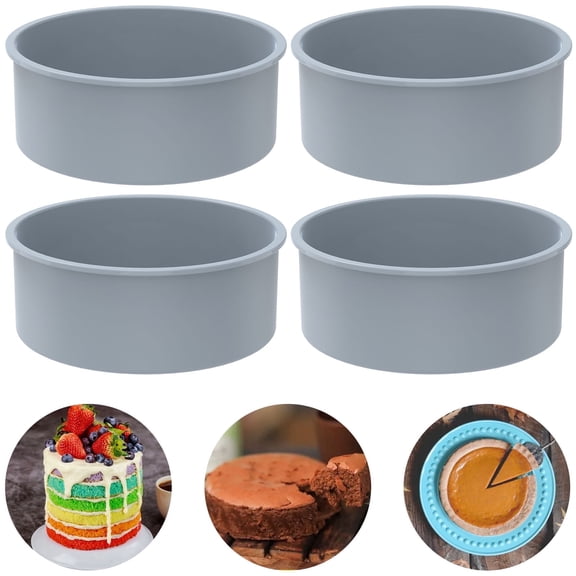 6 Inch Silicone Cake Pans Set of 4, Round Silicone Baking Molds for Air Fryer, Layer Cakes & Cheesecakes
