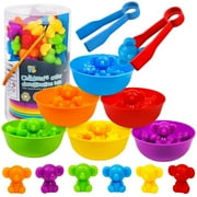 Ihvewuo 56pcs Educational Toys for Toddlers Age 12 months 1 2 3 4 Years Old Girls Boys, Rainbow indoor Baby Learning Toys Counting Bears with Matching Sorting Cups, Classification toys for Children