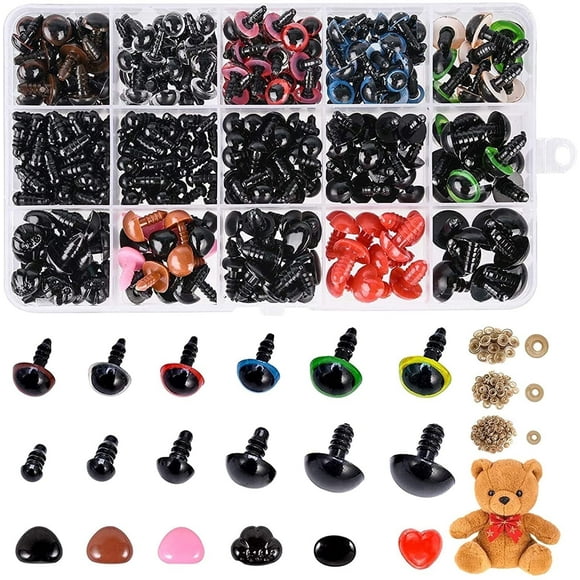 Ihvewuo 580pcs Doll Safety Eyes Noses,Colorful Safety Eyes Noses for Crafts Crochet Stuffed Animals Plastic Multicolor 6mm 10mm 12mm 14mm 16mm 18mm