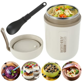 Pawovdeq 67 oz Adults Stainless Steel Vacuum Insulated Wide Mouth Soup Food  Thermos Hot Food Jar with Keep Thermal Portable 3 Tier Stackable Bento Hot